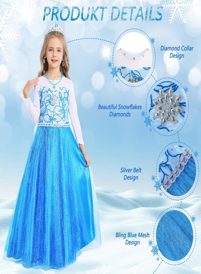 IBQ Girls Blue Dress Set for Kids Princess Costume Cosplay Cute Dress Up Birthday Outfits Gift Theme Party BQ055M - Image 3